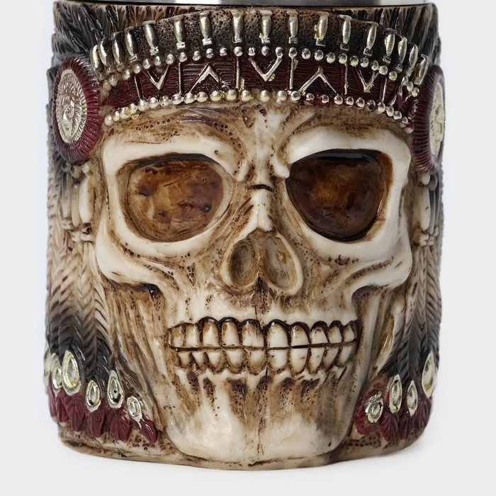 Кружка из нержавеющей стали &laquo;Череп&raquo;, 400 мл, цвет бежевый