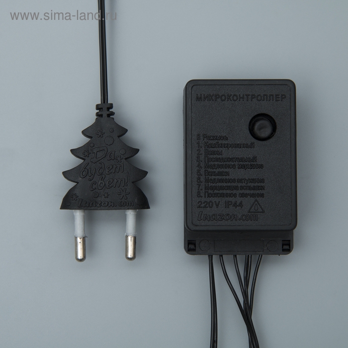 Гирлянда &laquo;Нить&raquo; 10 м, IP20, тёмная нить, 100 LED, свечение тёплое белое, 8 режимов, 220 В