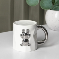 Кружка керамическая с ложкой &laquo;Стильный мишка&raquo;, 320 мл, цвет белый