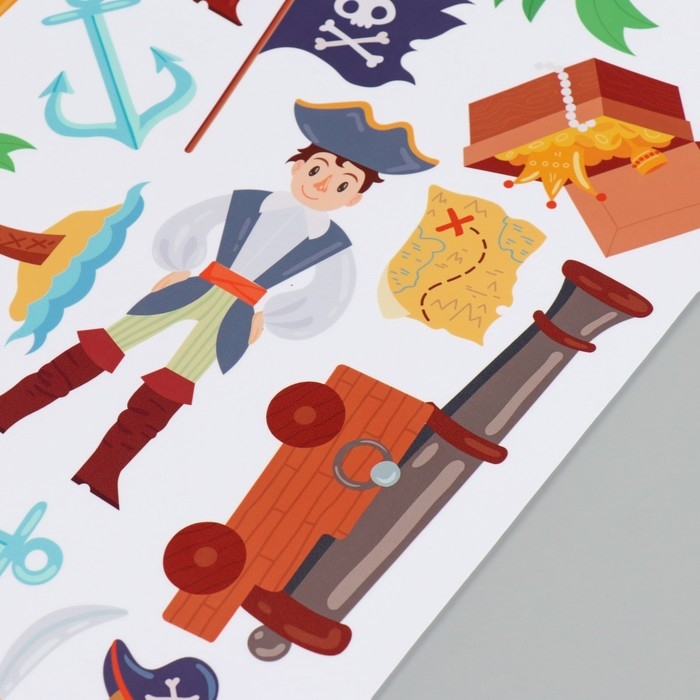 Наклейка интерьерная цветная "Пираты на острове" 30х60 см