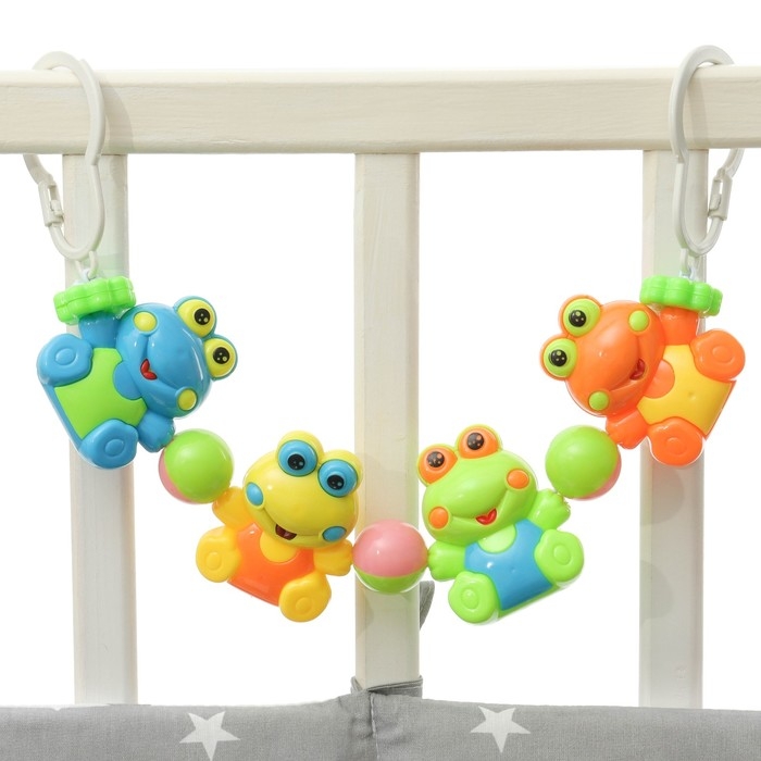Растяжка на коляску/кроватку &laquo;Лягушата&raquo;, 4 игрушки, цвет МИКС, Крошка Я