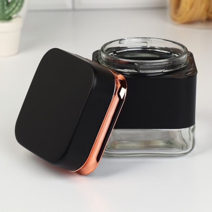 Банки стеклянные для хранения сыпучих продуктов &laquo;Классика&raquo;, 500 мл, 9,5&times;11,8 см, 3 шт, цвет чёрный