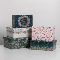 Набор подарочных коробок 5 в 1 &laquo;Зима время чудес&raquo;, 32,5 х 20 х 12,5 - 22 х 14 х 8,5 см, Новый год