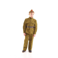 Костюм военного, гимнастёрка, ремень, пилотка, брюки, 8-10 лет, рост 140-152 см