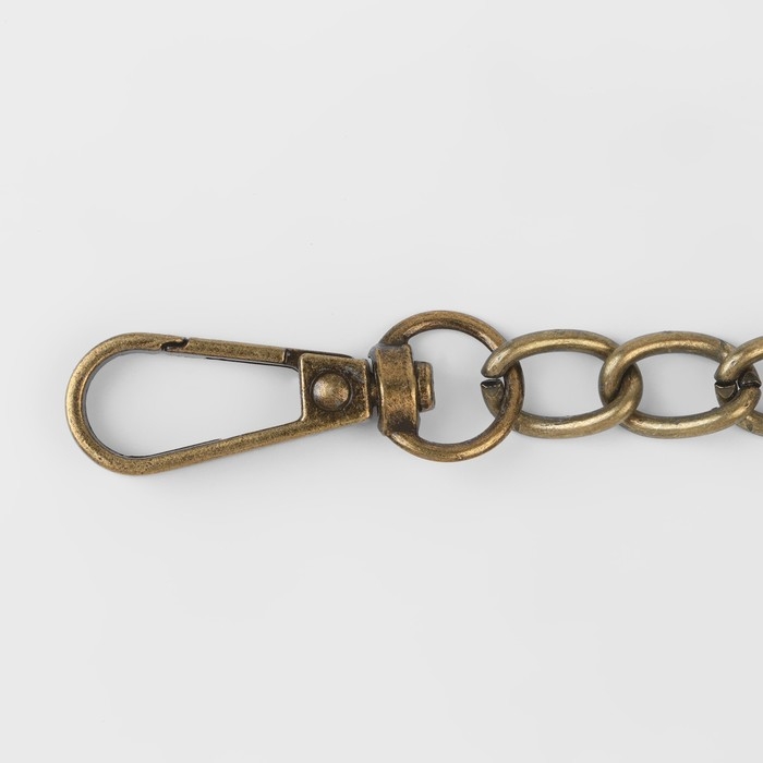 Цепочка для сумки, с карабинами, железная, 9 &times; 14 мм, 120 см, цвет бронзовый