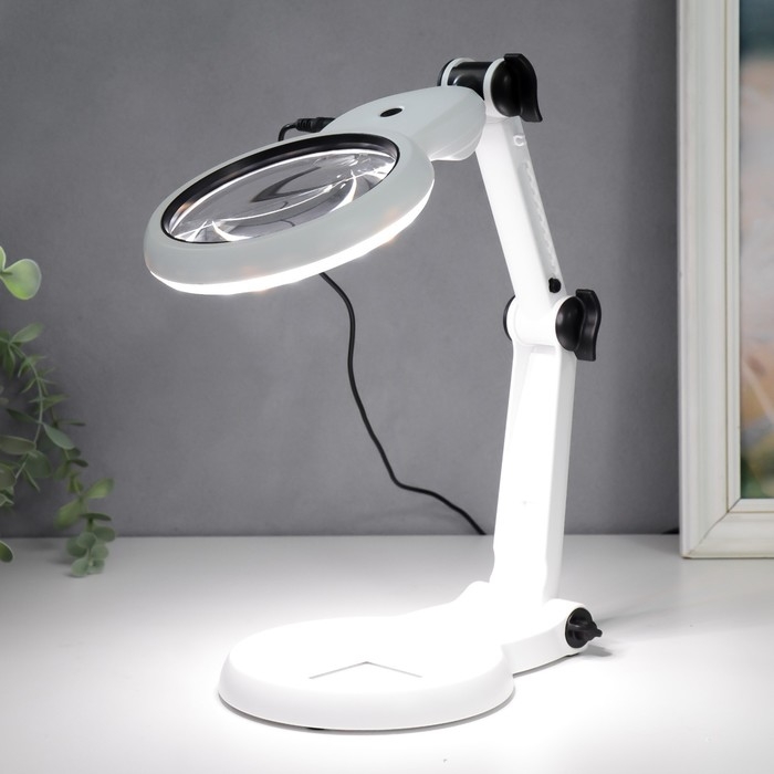 Лампа-лупа для творчества LEDx18 от 3ААА, USB белый 24,5х22 см