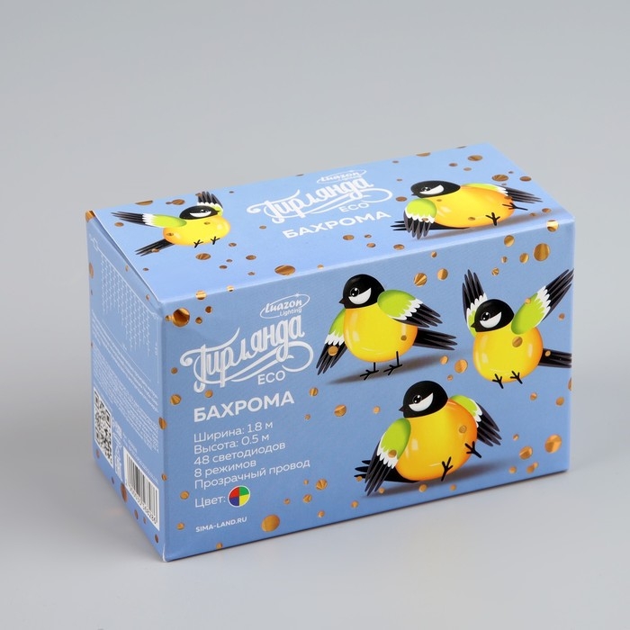 Гирлянда «Бахрома» 1.8 × 0.5 м, IP20, прозрачная нить, 48 LED, свечение мульти, 8 режимов, 220 В Гирлянда «Бахрома» 1.8 × 0.5 м, IP20, прозрачная нить, 48 LED, свечение мульти, 8 режимов, 220 В