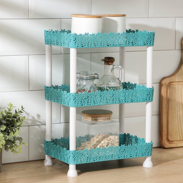 Этажерка 3-х ярусная Доляна &laquo;Ромашки&raquo;, 26&times;17&times;32 см, цвет МИКС