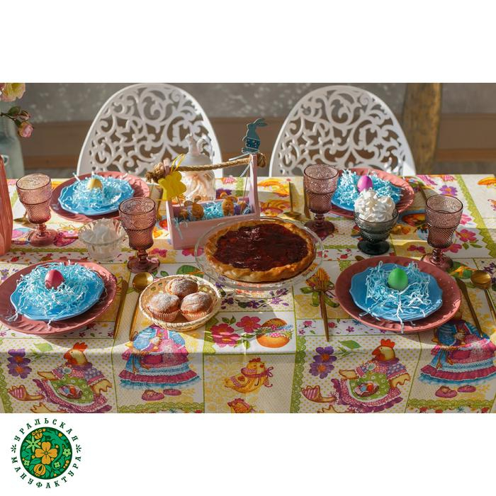 Скатерть "Доляна" Светлая Пасха 180*144 см, 100% хлопок, рогожка 164 г/м2