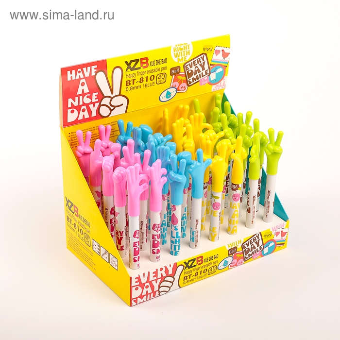 Ручка шариковая "Жест" со стираемыми чернилами, линия 0.8 мм, стержень синий, корпус МИКС (штрихкод на штуке)