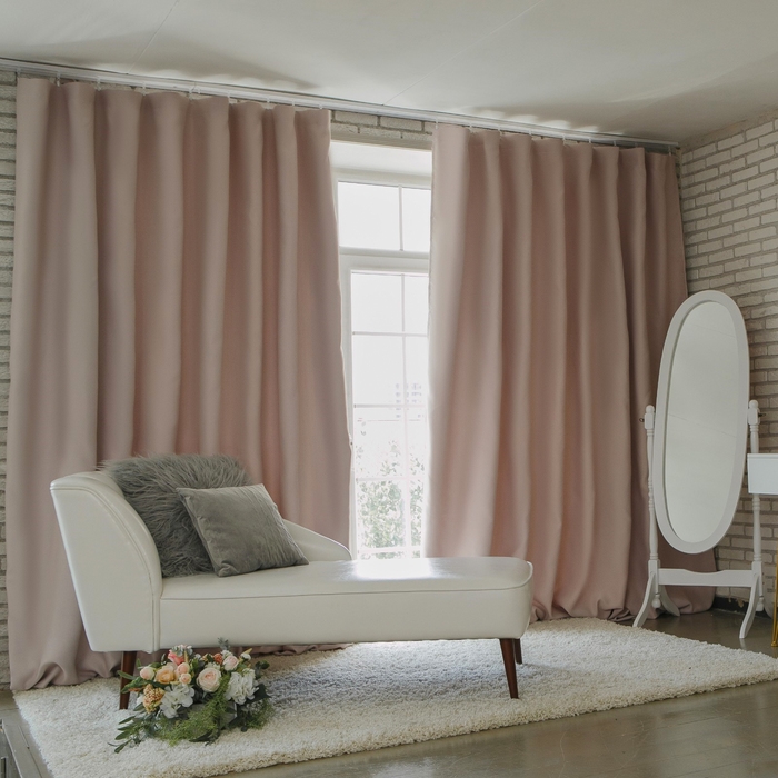 Штора портьерная &laquo;Этель&raquo; 250&times;265 см, блэкаут, цвет розовый металл, пл. 210 г/м&sup2;, 100% п/э