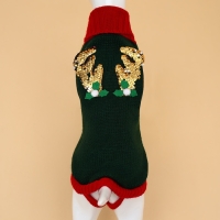 Свитер "Рога удачи", размер S (ДС 25 см, ОШ 23, ОГ 26-45), зелёный