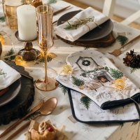 Новый год. Варежка-прихватка Magic winter 20х28см, саржа, 100% х/л, ватин 250г/м2