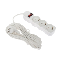 Удлинитель Luazon Lighting ECO, 3 розетки, 7 м, 10 А, 2200 Вт, ПВС 3х0.75 мм2, с з/к, с выкл