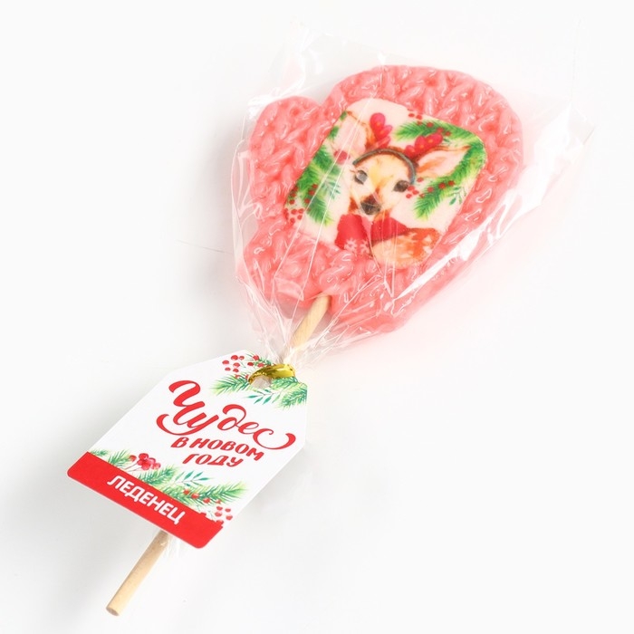 Новый год! Леденец на палочке, варежка, с вафельной картинкой &laquo;Чудес в новом году&raquo;, 35 г
