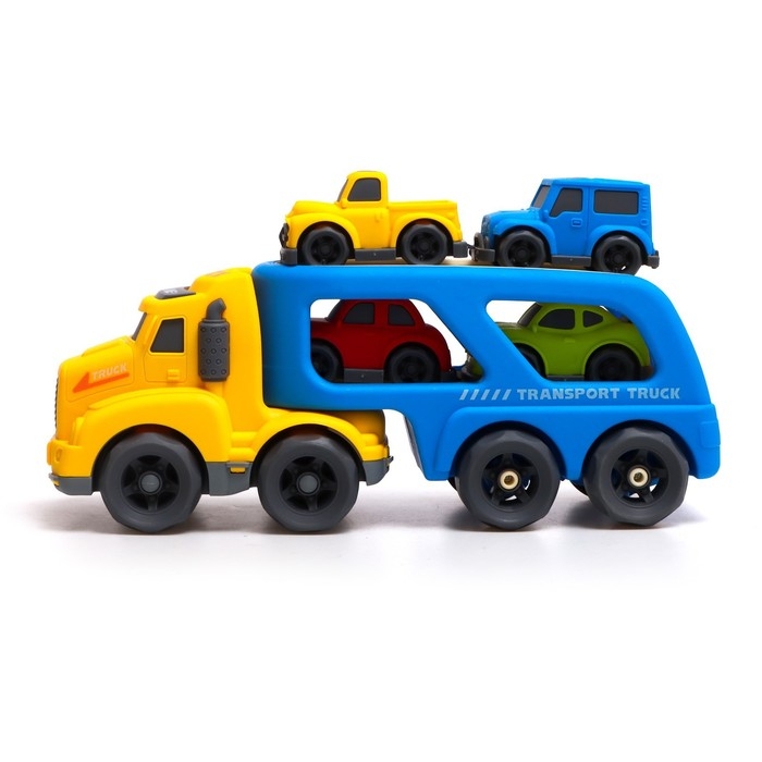 Грузовик инерционный TRUCK, с 4 машинками, световые и звуковые эффекты Грузовик инерционный TRUCK, с 4 машинками, световые и звуковые эффекты