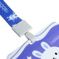 Бейдж горизонтальный внешний размер10 х 7,8 см, внутренний размер 5,2 х 8,2 см, лента 42 см, с рисунком Зайка