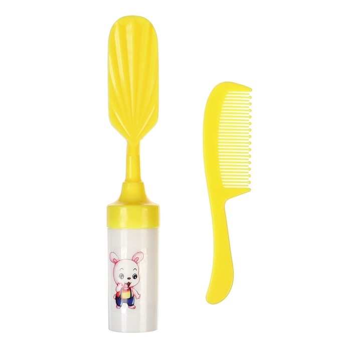 Набор расчесок с погремушкой &laquo;Малыш&raquo;, 2 шт., цвет желтый, рисунок МИКС