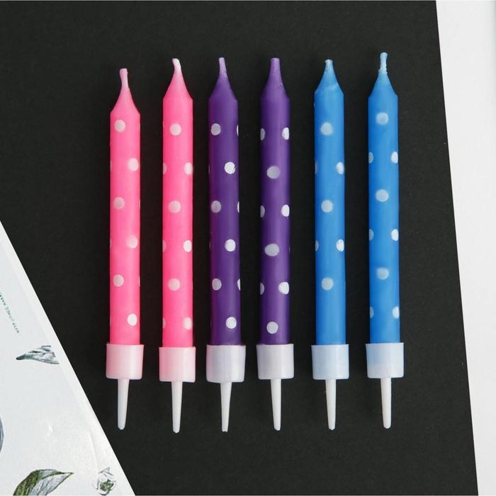 Свечи для торта &laquo;Зажигай и отмечай&raquo;, 6 шт., 9 х 0,8 см