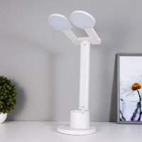 Настольная лампа сенсорная "Круги" с органайзером LED 20Вт  АКБ USB белый 44х36х15 см RISALUX  78003