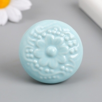 Ручка для шкатулки керамика, металл "Цветок" нежно-голубая 4,4х4,4х3,4 см Ручка для шкатулки керамика, металл "Цветок" нежно-голубая 4,4х4,4х3,4 см