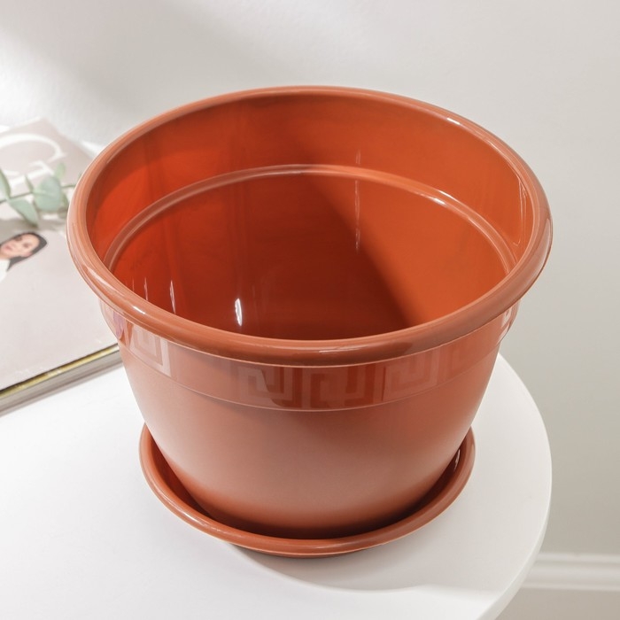 Горшок для цветов с поддоном &laquo;Антик&raquo;, 3,6 л, d=22 см, цвет терракотовый