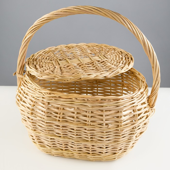 Корзина &laquo;Хозяйственная&raquo;, с крышкой, 17/26&times;23/32&times;22/42 см, ручное плетение, ива