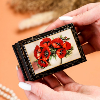 Шкатулка &laquo;Маки в вазе&raquo;, 6&times;9 см, лаковая миниатюра