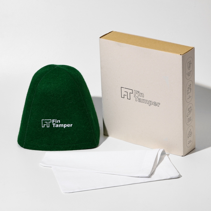 Премиальная шапка для бани из шерсти альпаки, мериноса и шелка, зелёная