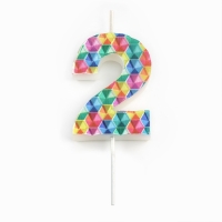 Свеча в торт на шпажке "Калейдоскоп", цифра 2, 7 см Свеча в торт на шпажке "Калейдоскоп", цифра 2, 7 см