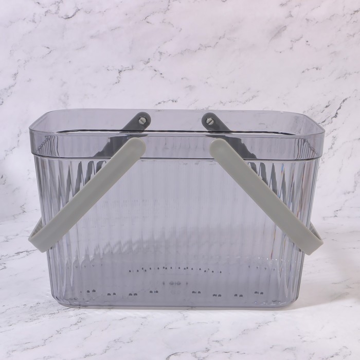 Органайзер для хранения, корзинка с ручками, 1 секция, 27 &times; 17 &times; 16,5 см, цвет полупрозрачный/МИКС
