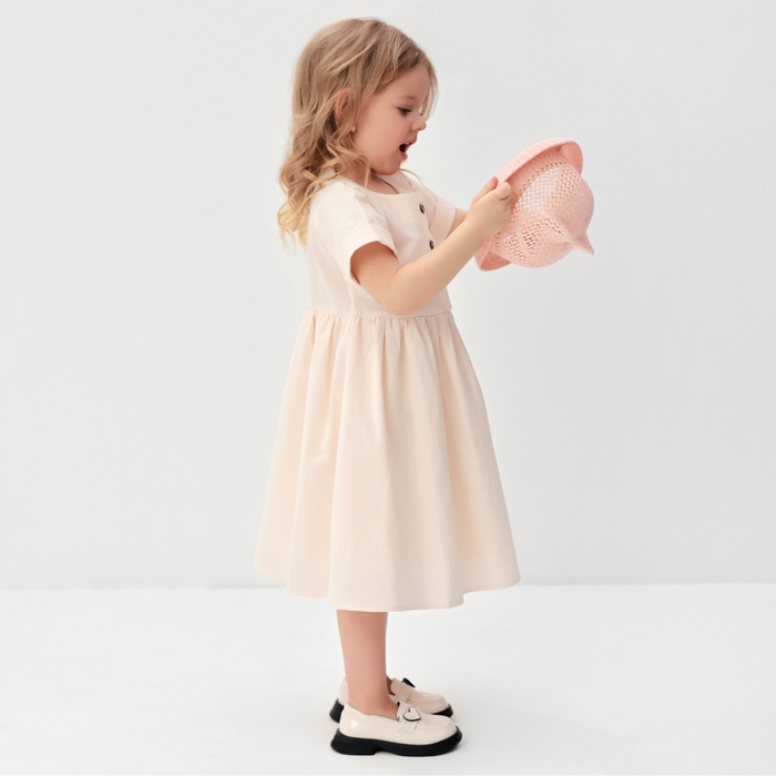 Платье для девочки MINAKU: Cotton Collection цвет бежевый, рост 116