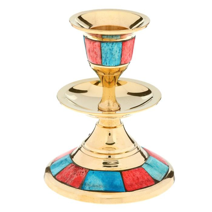 Подсвечник "Цветной фантан" латунь 6,5х6,5х8,5 см