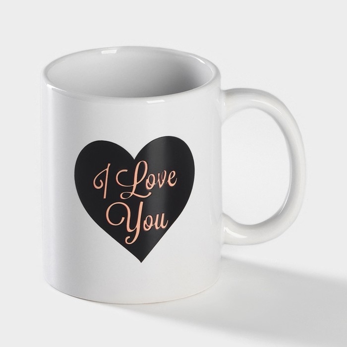 Кружка - хамелеон керамическая Доляна &laquo;Сердце&raquo;, 350 мл, цвет белый