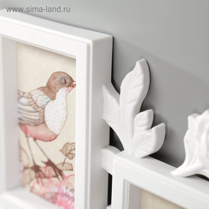 Фоторамка на 7 фото 10х10, 10х15 см "Розовый сад" белая 56х46х3 см