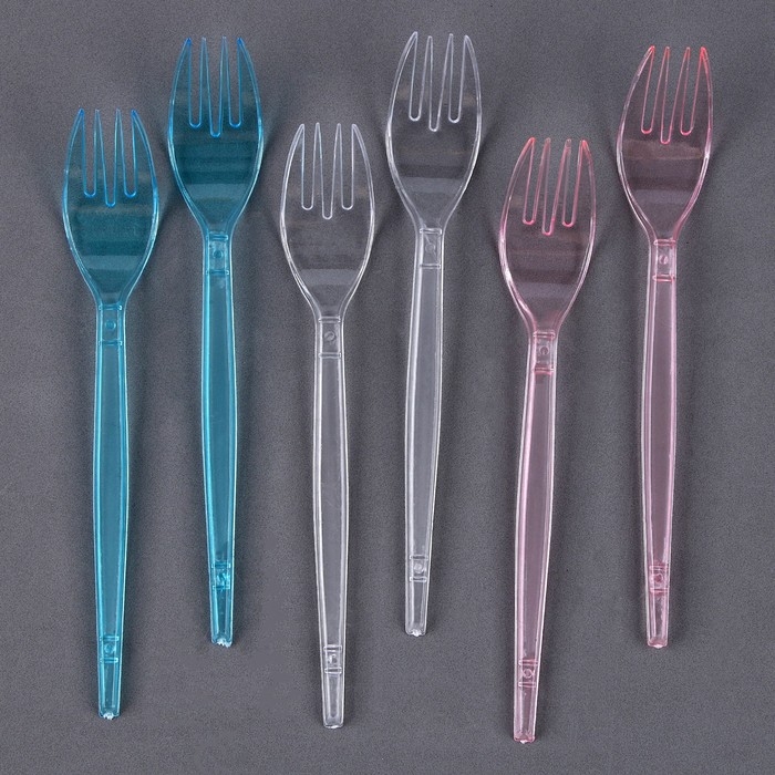Вилки пластиковые, набор 6 шт., цвета МИКС
