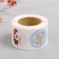 Наклейка бумага "Котята" d=2,5 см 252 шт в рулоне Наклейка бумага "Котята" d=2,5 см 252 шт в рулоне