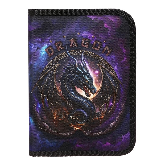 Пенал 1 секция, 140 х 200 х 40 мм, 2 откидные планки, текстильный, ПКТ 09-22-19 Пенал 1 секция, 140 х 200 х 40 мм, 2 откидные планки, текстильный, ПКТ 09-22-19 "Король драконов" (рисунок с эффектом металлика) 72208