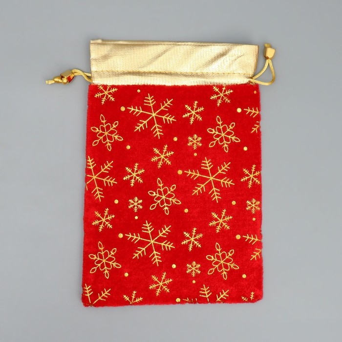 Мешочек подарочный &laquo;Новогодний уют&raquo;, снежинки, тиснение, 16 х 24 см, Новый год