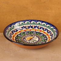 Тарелка Риштанская Керамика "Узоры", синяя, глубокая, микс,  20 см