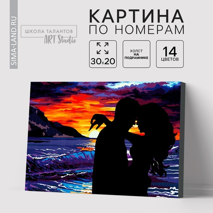 Картина по номерам на холсте с подрамником «Объятия на закате», 20х30 см Картина по номерам на холсте с подрамником «Объятия на закате», 20х30 см