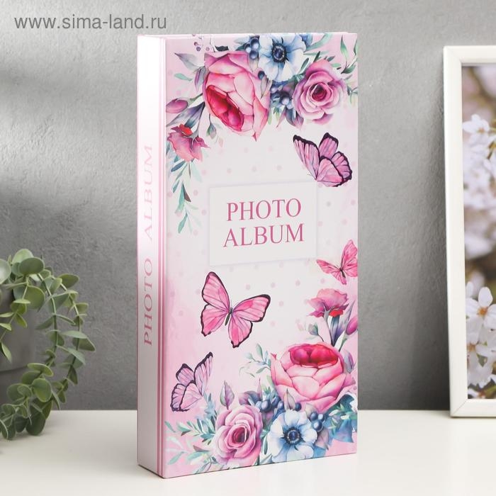Фотоальбом на 300 фото 10х15 см "Бабочки и цветы" 33,5х17,5 см