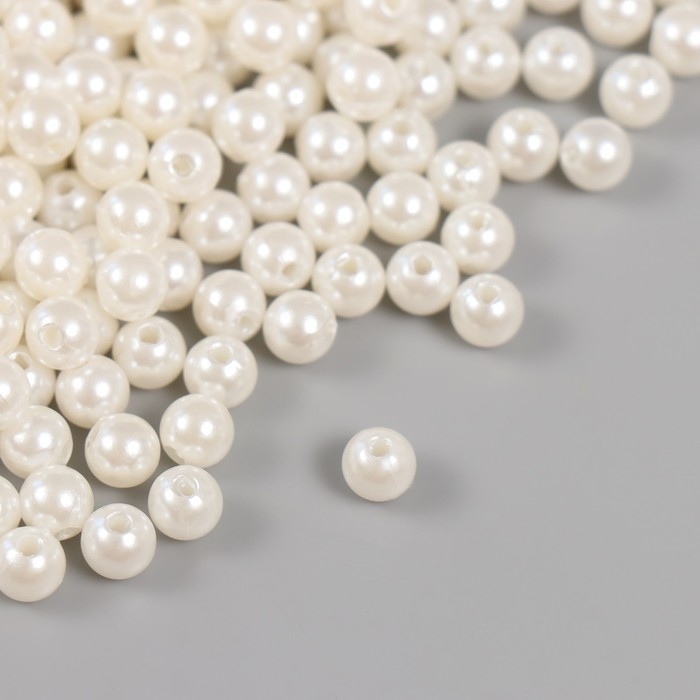 Набор бусин "Жемчуг" d 6 мм, 250 гр, белый