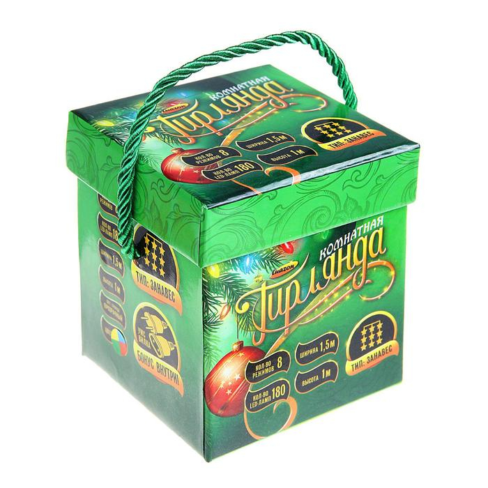 Гирлянда &laquo;Занавес&raquo; 1.5 &times; 1 м, IP20, прозрачная нить, 180 LED, свечение мульти, 8 режимов, 220 В