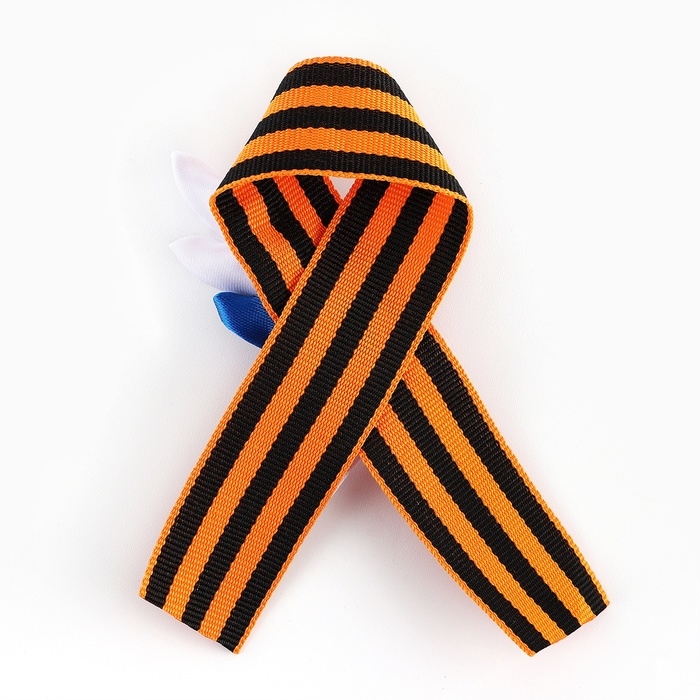 Георгиевская лента , с цветком на День победы &laquo;9 Мая&raquo;, 10,5 х 14 см