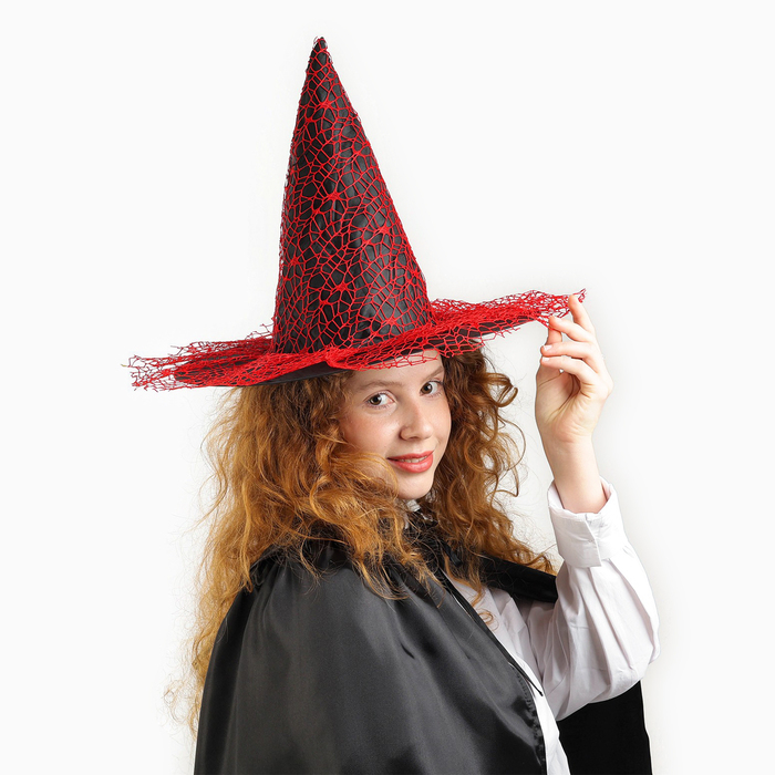 Карнавальная шляпа &laquo;Паутинка&raquo;, р-р. 56-58 см, цвет красный