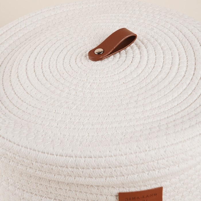 Корзина для хранения SL Home &laquo;Бэлл&raquo;, плетёная ручной работы, малая, 25&times;25&times;13,5 см, цвет белый