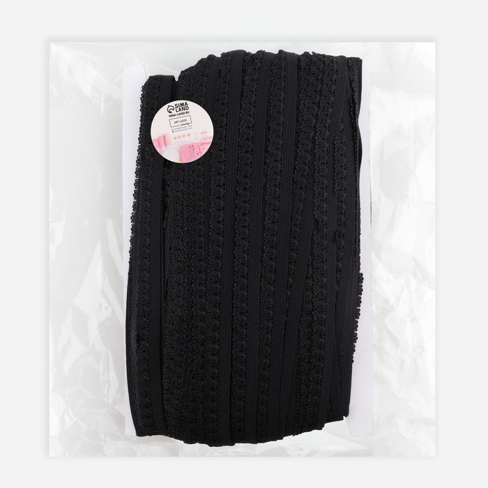 Резинка ажурная бельевая, 14 мм, 100 &plusmn; 1 м, цвет чёрный