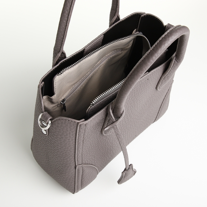 Сумка женская на молнии, TEXTURA, маленький размер, цвет серый