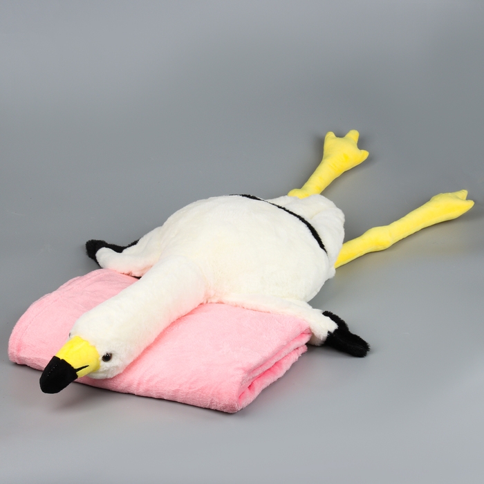 Мягкая игрушка &laquo;Фламинго&raquo; с пледом, 95 см, цвет белый